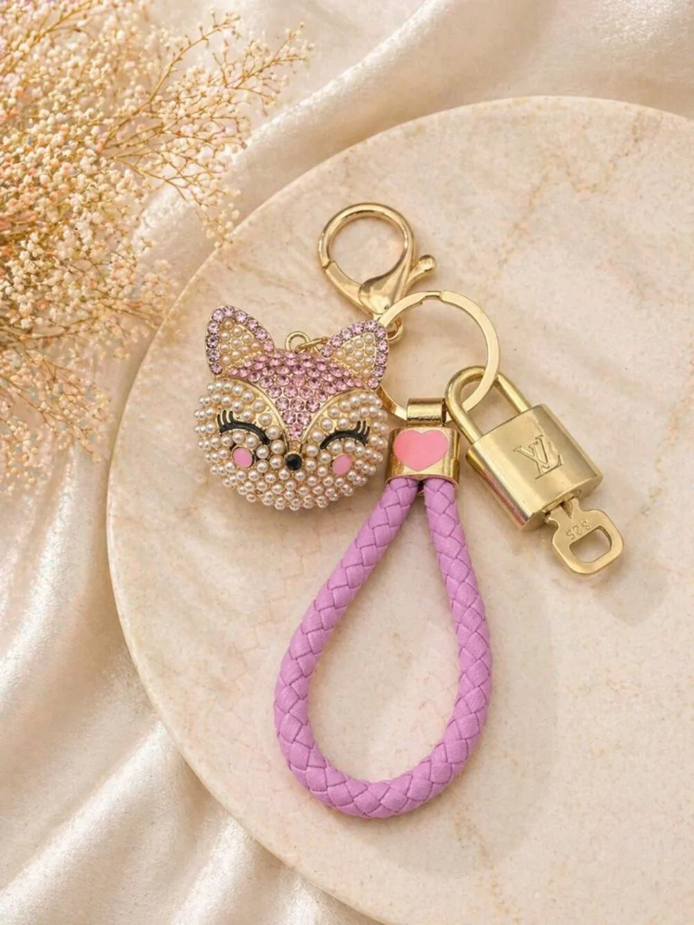Authentic Louis Vuitton Gold Lock 🔒 Unbranded Fox Head Keychain Bag Charm LV